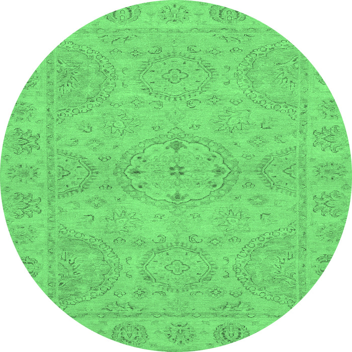Round Oriental Emerald Green Traditional Rug, abs2894emgrn