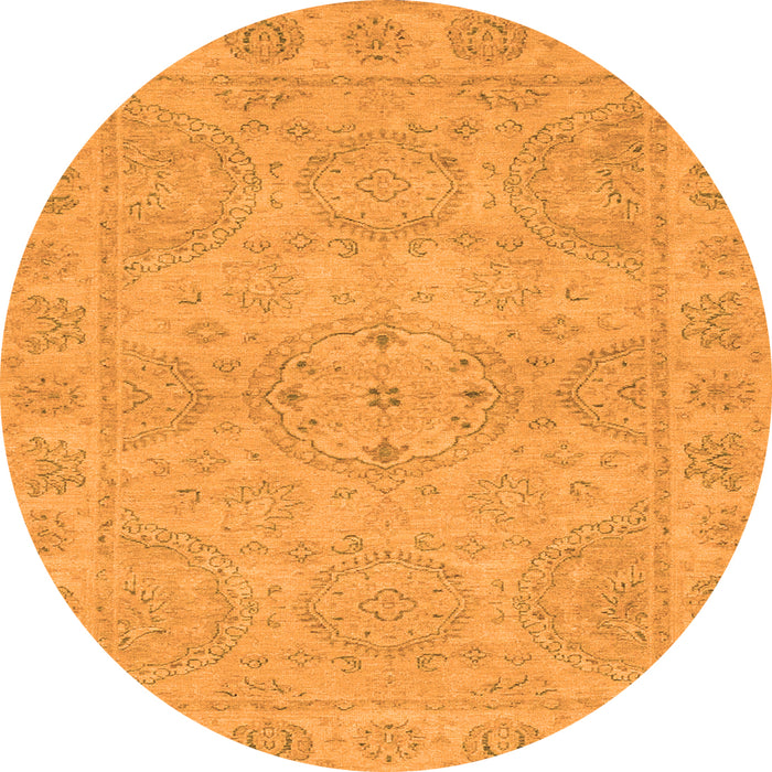 Round Machine Washable Oriental Orange Traditional Area Rugs, wshabs2894org