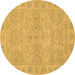 Round Oriental Brown Traditional Rug, abs2894brn