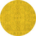 Round Oriental Yellow Traditional Rug, abs2894yw