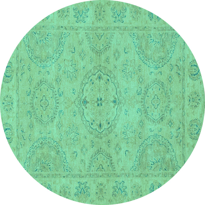 Round Oriental Turquoise Traditional Rug, abs2894turq