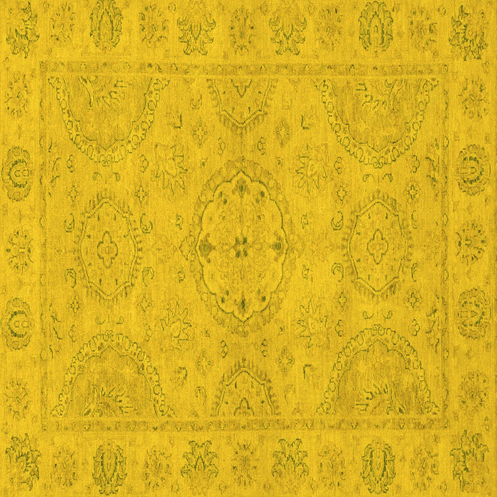 Square Machine Washable Oriental Yellow Traditional Rug, wshabs2894yw
