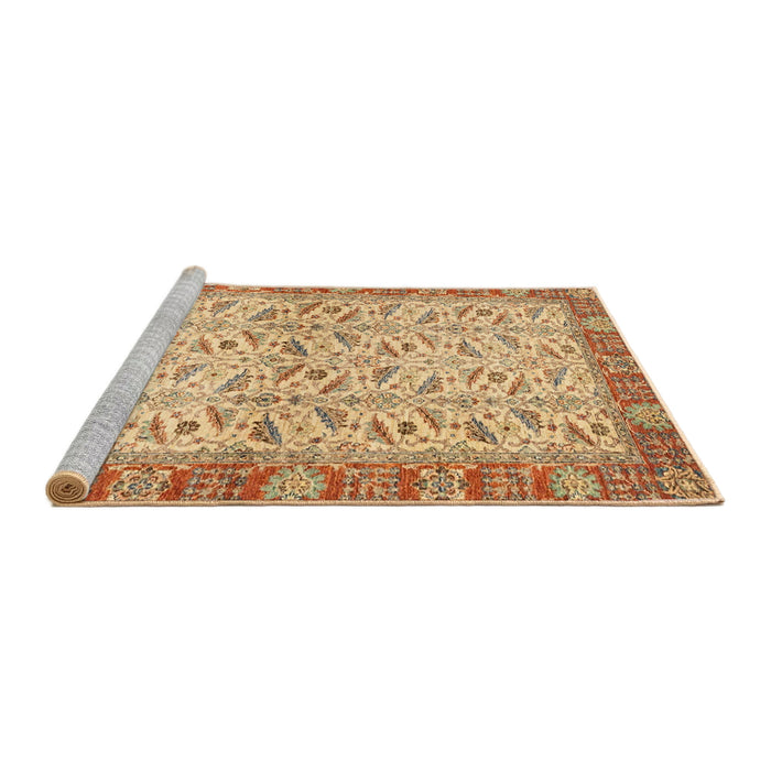 Sideview of Machine Washable Abstract Chocolate Brown Rug, wshabs2895