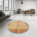 Round Abstract Chocolate Brown Oriental Rug in a Office, abs2895