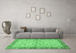 Machine Washable Oriental Emerald Green Traditional Area Rugs in a Living Room,, wshabs2895emgrn