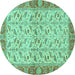 Round Oriental Turquoise Traditional Rug, abs2895turq