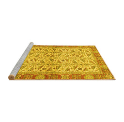 Sideview of Machine Washable Oriental Yellow Traditional Rug, wshabs2895yw