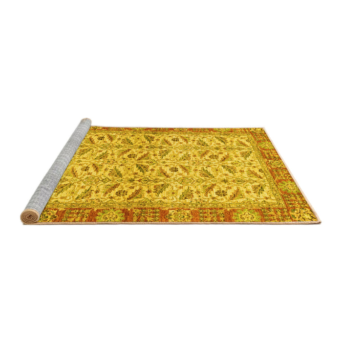 Sideview of Machine Washable Oriental Yellow Traditional Rug, wshabs2895yw