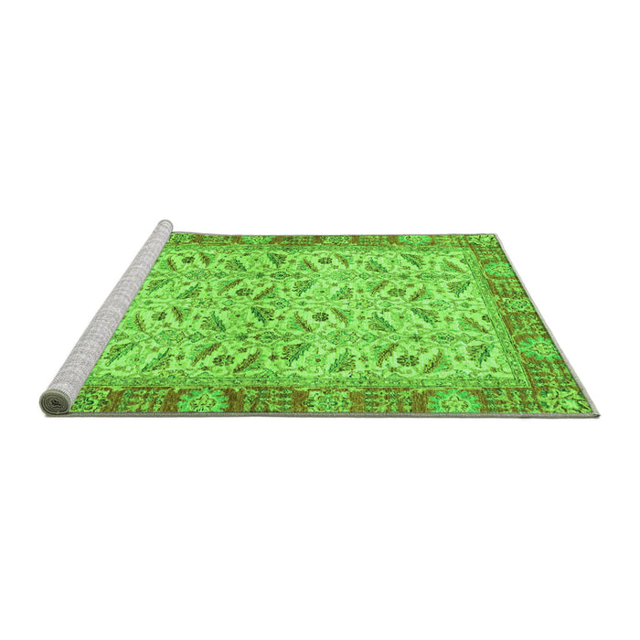 Sideview of Machine Washable Oriental Green Traditional Area Rugs, wshabs2895grn