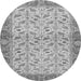 Round Machine Washable Oriental Gray Traditional Rug, wshabs2895gry