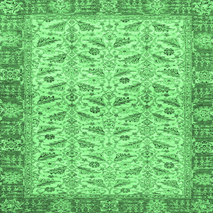 Square Machine Washable Oriental Emerald Green Traditional Area Rugs, wshabs2895emgrn