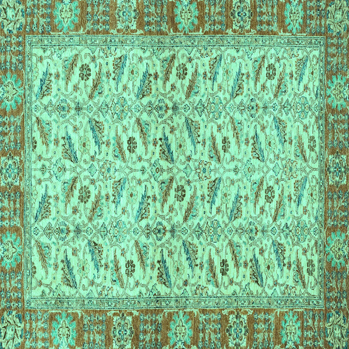 Square Oriental Turquoise Traditional Rug, abs2895turq
