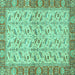 Square Oriental Turquoise Traditional Rug, abs2895turq