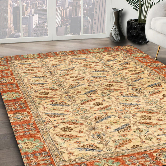Machine Washable Abstract Chocolate Brown Rug in a Family Room, wshabs2895