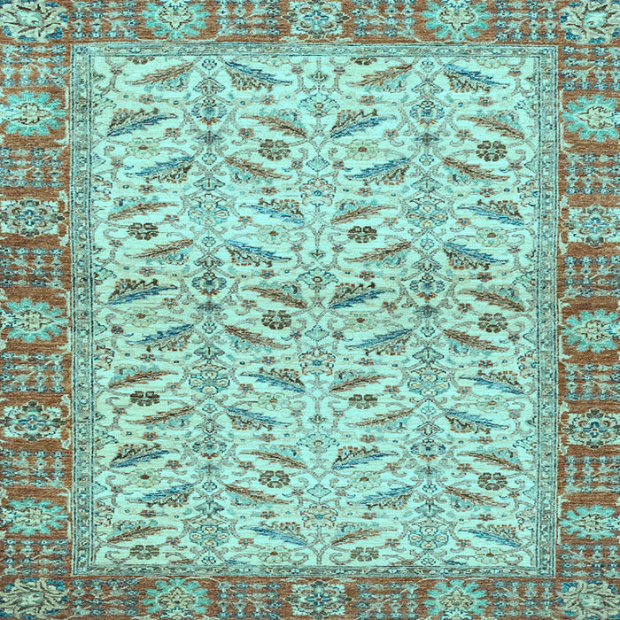 Square Machine Washable Oriental Light Blue Traditional Rug, wshabs2895lblu