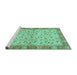 Sideview of Machine Washable Oriental Turquoise Traditional Area Rugs, wshabs2895turq