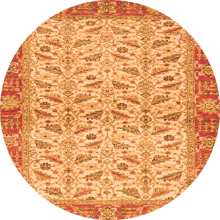 Round Oriental Orange Traditional Rug, abs2895org