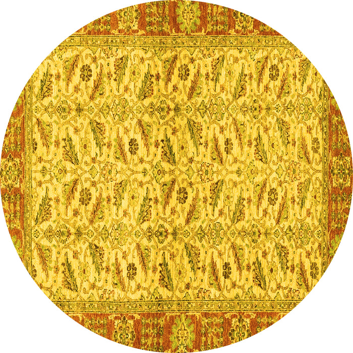 Round Oriental Yellow Traditional Rug, abs2895yw
