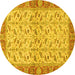 Round Oriental Yellow Traditional Rug, abs2895yw