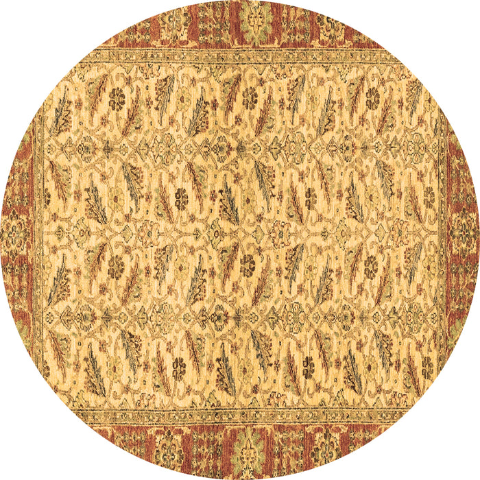 Round Oriental Brown Traditional Rug, abs2895brn