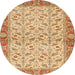 Round Abstract Chocolate Brown Oriental Rug, abs2895