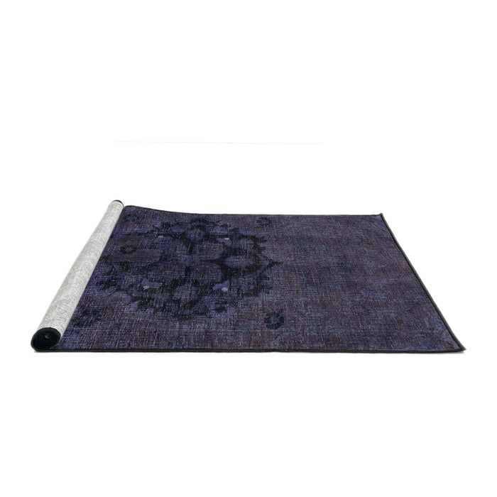 Sideview of Machine Washable Abstract Purple Navy Blue Rug, wshabs2896