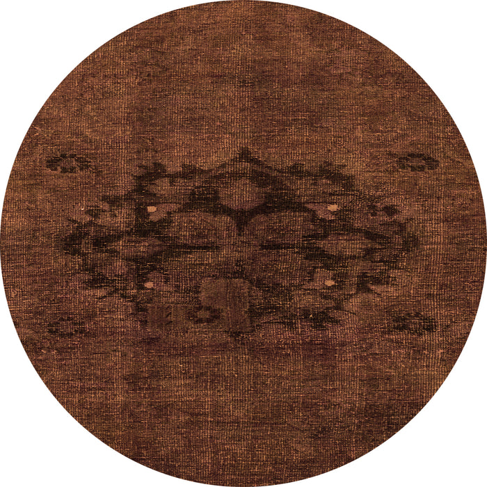 Round Machine Washable Abstract Orange Modern Area Rugs, wshabs2896org