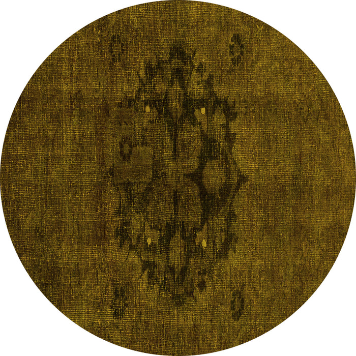 Round Abstract Yellow Modern Rug, abs2896yw