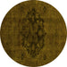 Round Abstract Yellow Modern Rug, abs2896yw