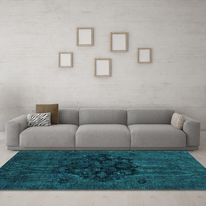 Machine Washable Abstract Turquoise Modern Area Rugs in a Living Room,, wshabs2896turq