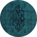 Round Abstract Turquoise Modern Rug, abs2896turq