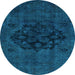 Round Abstract Light Blue Modern Rug, abs2896lblu