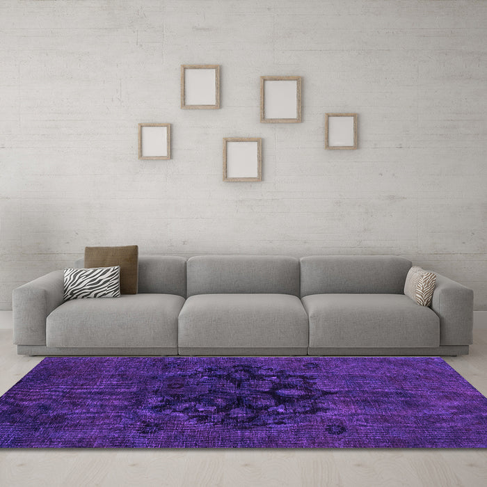 Machine Washable Abstract Purple Modern Area Rugs in a Living Room, wshabs2896pur