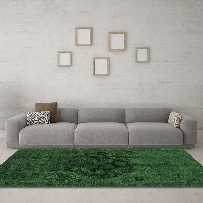 Machine Washable Abstract Emerald Green Modern Area Rugs in a Living Room,, wshabs2896emgrn