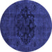 Round Abstract Blue Modern Rug, abs2896blu