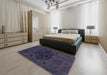 Abstract Purple Navy Blue Modern Rug in a Bedroom, abs2896