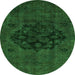 Round Abstract Green Modern Rug, abs2896grn