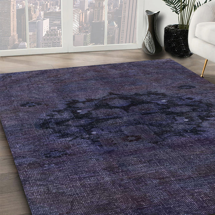 Abstract Purple Navy Blue Modern Rug in Family Room, abs2896