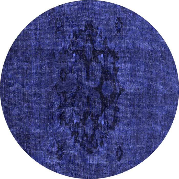 Round Machine Washable Abstract Blue Modern Rug, wshabs2896blu