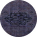 Round Abstract Purple Navy Blue Modern Rug, abs2896