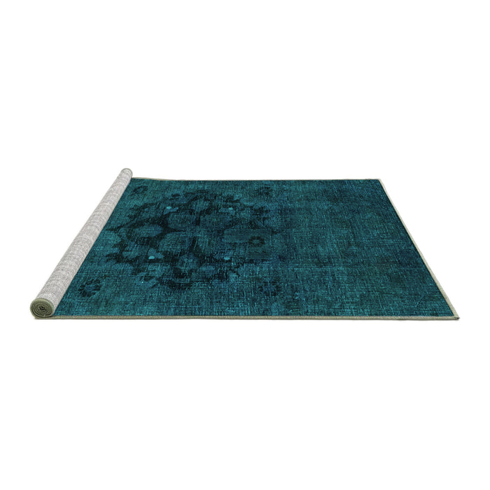 Sideview of Machine Washable Abstract Turquoise Modern Area Rugs, wshabs2896turq