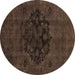 Round Machine Washable Abstract Brown Modern Rug, wshabs2896brn