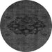 Round Machine Washable Abstract Gray Modern Rug, wshabs2896gry