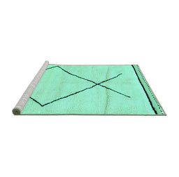 Sideview of Machine Washable Solid Turquoise Modern Area Rugs, wshabs2897turq