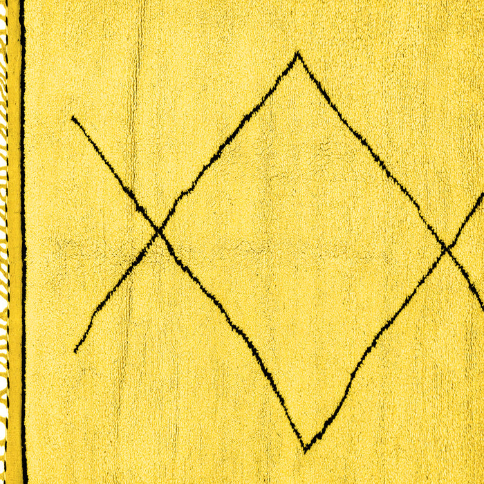 Square Machine Washable Solid Yellow Modern Rug, wshabs2897yw