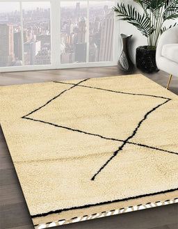 Abstract Sun Yellow Solid Rug in Family Room, abs2897