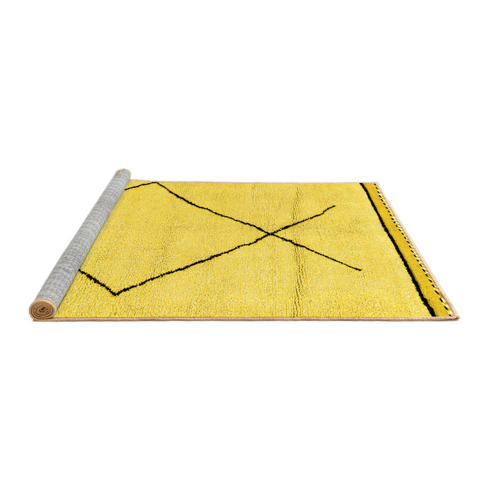 Sideview of Machine Washable Solid Yellow Modern Rug, wshabs2897yw