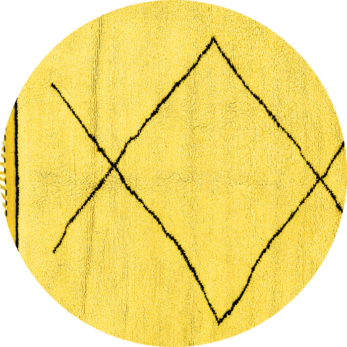 Round Machine Washable Solid Yellow Modern Rug, wshabs2897yw