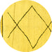 Round Machine Washable Solid Yellow Modern Rug, wshabs2897yw