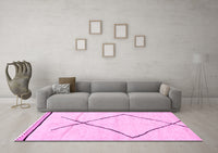 Machine Washable Solid Pink Modern Rug, wshabs2897pnk